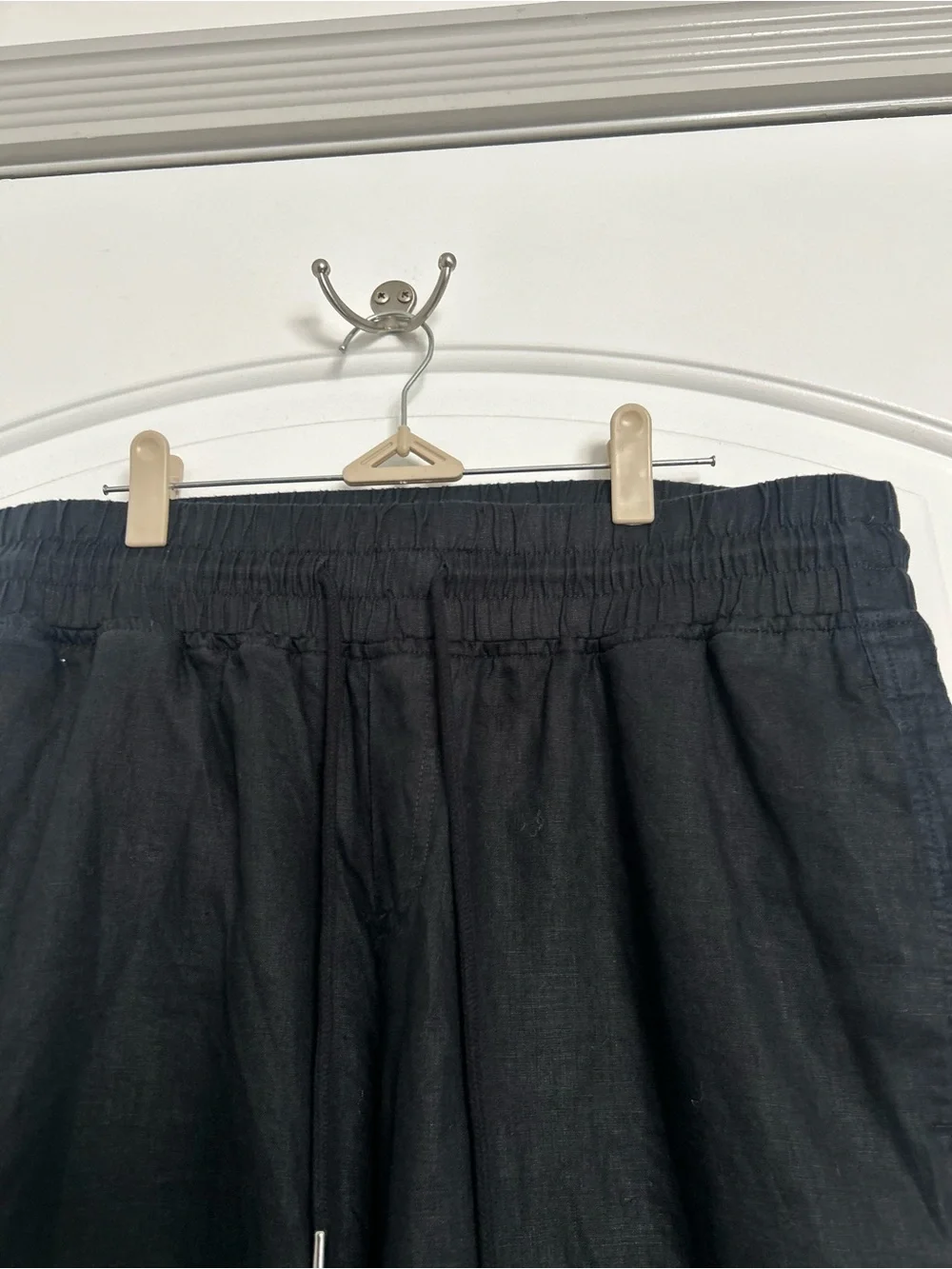 Quince Black Wide Leg Linen-Blend Pants